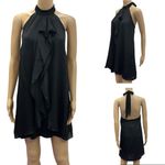 Speechless  Black Halter Tie Neck Ruffle Overlay Front Dress Womens Medium Photo 1