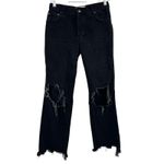 Free People We The Free Women’s Size 25 Black Denim Crop Distressed Jeans Raw Hem Hi-Rise Photo 1