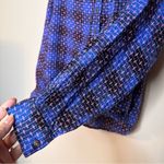 Anthropologie PILCRO Embroidered Plaid Button Up Long Sleeve Blouse Blue Sz S Photo 7