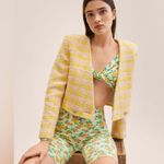 Mango Women’s Bright Floral Printed Knot Long Sleeve Crop Top Size Large Photo 6