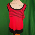 Exclusively Misook Woman Womens‎ Red Black Sleeveless Shell Tank Top 2X Photo 1