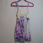 In Bloom by Jonquil Cream Purple Floral Spaghetti Strap Chemise Lace Size Small Photo 6