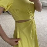 Scoop puff sleeve cut out dress. Xs Yellow Photo 10