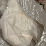 Madison Marcus  Silver Metallic Shimmer Silk Tiered Ruffled Racerback Tank Top XS Photo 6