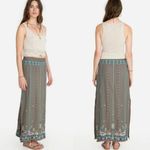 Johnny Was Grey Embroidered Linen Smock Maxi Skirt Slit Bohemian Photo 1