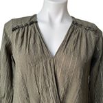 Lilla P Faux Wrap Blouson Long Sleeve Striped Top, Sz S Photo 5