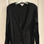 Loft Black Cardigan Sweater Long Sleeve Button Front Pockets Women's Size L Photo 5