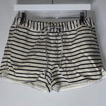 J.Crew j by  White Black Stripe Pull On Tie Waist Linen Cotton Shorts Small Photo 0