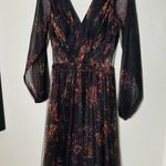 Marchesa Notte Dark Purple Sheer Rose Floral Plunging V Photo 11