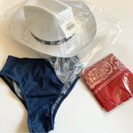 Women’s Cowgirl Costume Accessories Hat Bandana Denim Bottoms Small White Photo 11