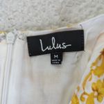 Lulus  Callista Tie Front Skater Dress Women's‎ Size Medium White Gold V-neck Photo 6