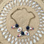 J.Crew Statement Bib Orange White Blue Stone Crystal Ornate Fancy Necklace Photo 6