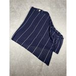 Eileen Fisher Organic Linen Pinstripe Poncho Midnight White Poncho One Size Photo 2