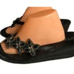 Apt. 9 Boho Beach Chic Black Beaded Floral Sandals  Size 8 Photo 4