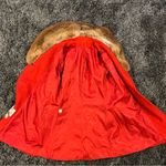 🌺VINTAGE MICHELLE WOOL BLEND RES TRENCH JACKET WITH FUR COLLAR🌺 Red Photo 4