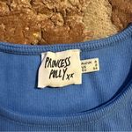 Princess Polly  classic crop organic cotton & elastane Blue Ribbed Top tshirt Photo 1