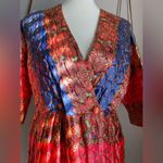 Vintage Satin Bohemian Button HouseCoat Robe, Size 16 Red Size M Photo 4