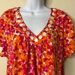 Ruby Rd  Orange/Pink Abstract Short Sleeve Top Women's XL Photo 1