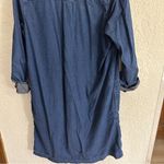 J.Jill Denim Tencel Shirt Dress Dark Wash Convertible Tab Sleeves Pockets Small Blue Photo 6