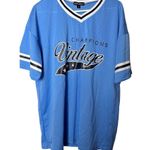 Harper And Ivy Sporty Vintage Blue Jersey Style Short Sleeve Shirt Sz M NWT Size M Photo 1