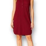 Active USA  S Burgundy Collared Shirt Dress High Low Hem Mini Preppy Office Work Photo 0