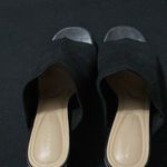 Adrienne Vittadini   Wo size 9.5 Black Textured STRETCH CLOTH Mules silver accent Photo 9