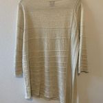 Chico's Travelers Sz Large Gold Shimmer Metallic Stretch Tunic Pullover Sweater Photo 2