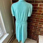 Sears Aqua Midi Dress Bow Belt Vintage Work Wear Button Top Secretary Cosplay Green Size 14 Photo 7