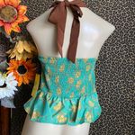 Daisy NWT UNIQUE VINTAGE X Smiley Green Peplum Halter Top LARGE Photo 3