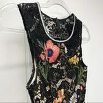 ABS Allen Schwartz Lace Bodycon Floral Dress Size 2 Sleeveless Black Embroidered Flowers Feminine Photo 4