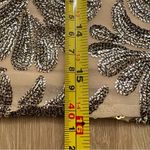 1. State Nude Silver Sequin Mini Skirt Scroll Pattern Party Holiday Size Large Photo 5