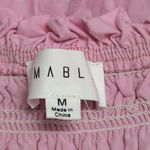 Mable Pink Mini Babydoll Dress Smocked Puff Sleeve Tiered Medium Photo 4