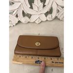 Coach  Park Skin Turn kiss Lock Slim leather Envelope Wallet Brown Photo 4