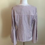 Milly  Michelle Bell Sleeve Striped Shirting Button Down Photo 3