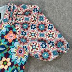 Donna Morgan Floral Midi Puff Sleeve Dress Women's 2 Sky Blue V-Neck Photo 6