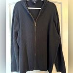 Denim & Co  Women Black Ribbed Knitted Long Sleeve Zipper Hooded Sweater Jacket Photo 0