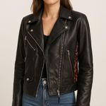 joe's jeans JOE'S‎ COLLECTION Floral Printed Leather Jacket Black Small Photo 0