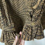 Equipment NWOT  jasmine long sleeve shirt brown animal print tie collar Small Photo 5