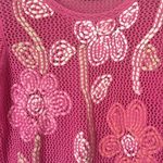 Sigrid Olsen Sport Hand Knit Pink Loose Knit Embellished Sweater Size Lg 🔴 Photo 2