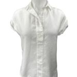 J.Crew Women's White Short Cap Sleeve Collar Button Up Shirt Blouse Top Size 0 Photo 0