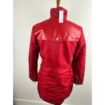 NWT Samantha Sipos Red Nylon Jacket Leather Trim Hooded Trench Coat Size S Photo 1