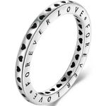 Sterling Silver SIZE 6 925 Hollow Hearts Stackable Ring Photo 0