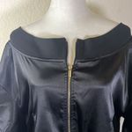 Gabrielle Union NY & Co. Black Satin Off the Shoulder Bomber Jacket (M) EUC Size M Photo 2