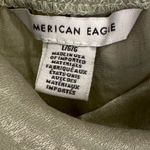 American Eagle  Outfitters Midi Dress Satin Cowl Neck Slit Sage Green Large Photo 5