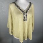 Signature Studio Sheer Gold Metallic Blouse Top M Pullover Tunic Beaded Sequins NYE Party New $48 Photo 4