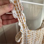 Vine & Valley white yellow diamond smocked jumper with leg slits size small Photo 1