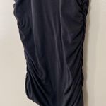 Athleta Topanga Shirt Dress Black Ruched Cap Sleeve V-Neck Stretch Size XS Photo 3