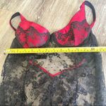Victoria's Secret Victoria Secret black lace lingerie with red built in underwire bra Photo 2