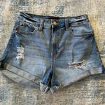 Kendall + Kylie  High Rise Cuffed Distressed The Icon Denim Shorts Size 7 / 28 Photo 0