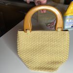 Talbots Woven Bucket Purse w/ Wooden Handles Photo 2